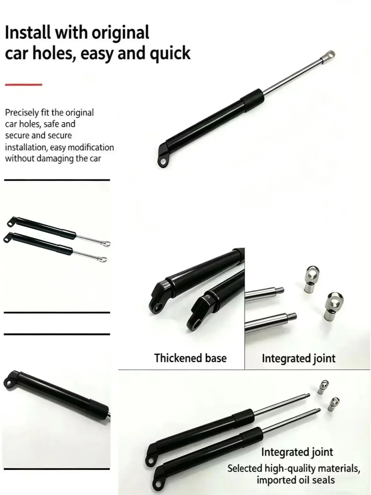 2PCS Stainless Steel Rear Tailgate Slow Down Gas Struts Shock Assist Damper Lift Supports For JAC Hunter 2020-2026