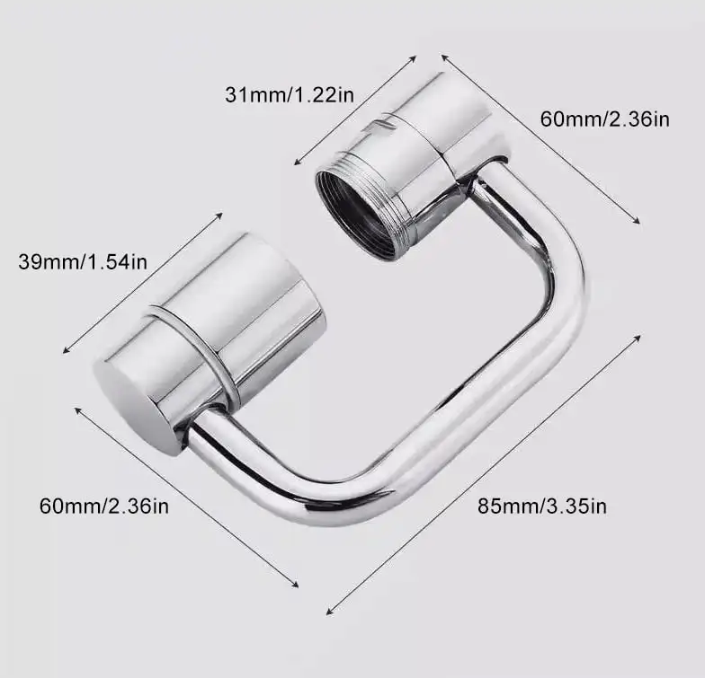 

1080 ° Поворотный удлинитель для кухонного смесителя из нержавеющей стали, универсальные брызгозащищенные двухрежимные аксессуары для раковины в ванной комнате с адаптером