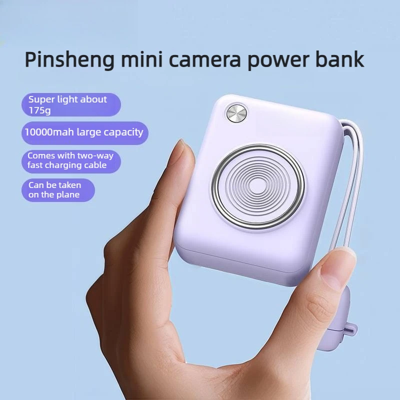 2027 New Power Bank 22.5W Fast Charger 10000mAh Mini Portable Compact Comes with Two Built‑in Cables for IPhone Android Phone