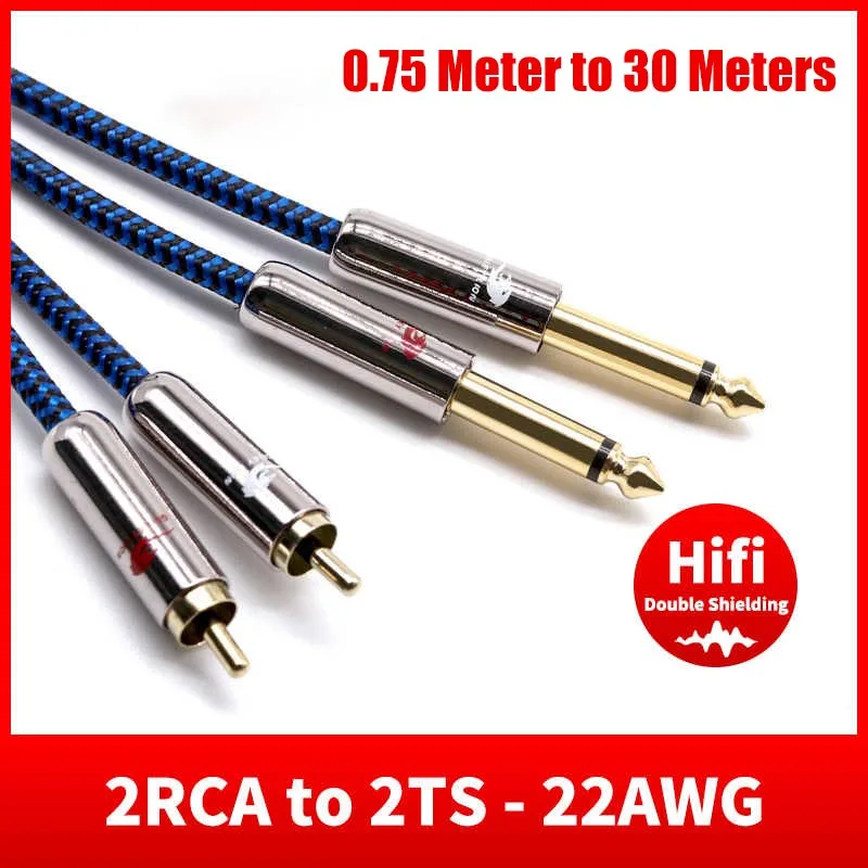 

Hifi Dual 1/4'' TS Mono 6.35mm to Dual RCA Male Audio Cable for Home Amplifier Mixer Speaker System RCA to 1/4 OFC Shielded Cord