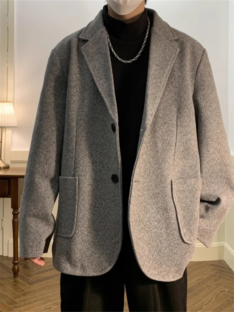 

Men's Tweed Jaet ort Sle Spring Autumn Casual Preppy Faion Oversize Coat Button Decoration No Ironing Needed