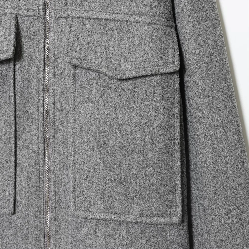 معطف صوفي نسائي جديد للخريف والشتاء على الطراز الأوروبي والأمريكي متعدد الاستخدامات فضفاض بلونين وجيب كبير وسحاب #6