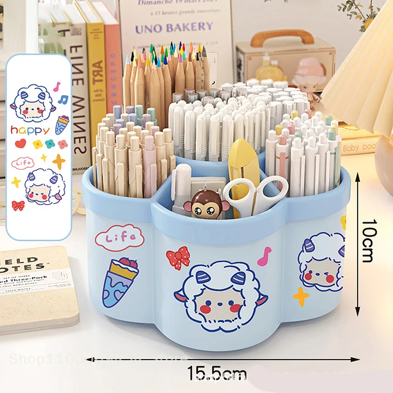 1개 360 °   회전식 연필꽂이 - 다기능 책상 정리함, 메이크업 브러쉬 및 학생용 문구류에 적합