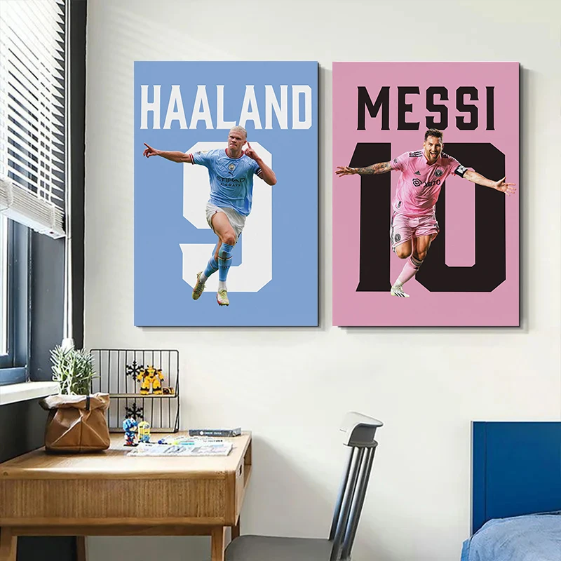 Pop Sports Athlete Football Champion Soccer Star Poster Canvas Painting Wall Art Pictures Home Club Bar Decor Fans Gift