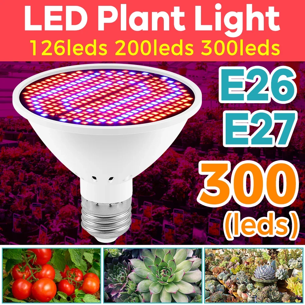 

Светодиодные лампы для выращивания растений E26/E27, полный спектр, 85-265 В, цветы, гидропоника, тепличная палатка, коробка для выращивания растений, фитолампы