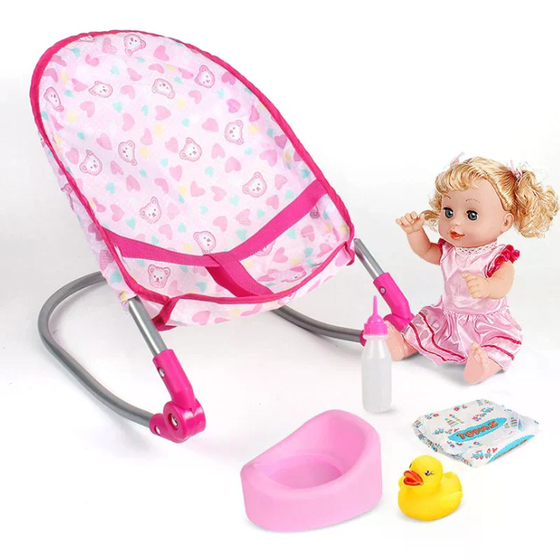 Doll House Accessories Rocking Chairs Swing Bed Dining Chair Baby Play House