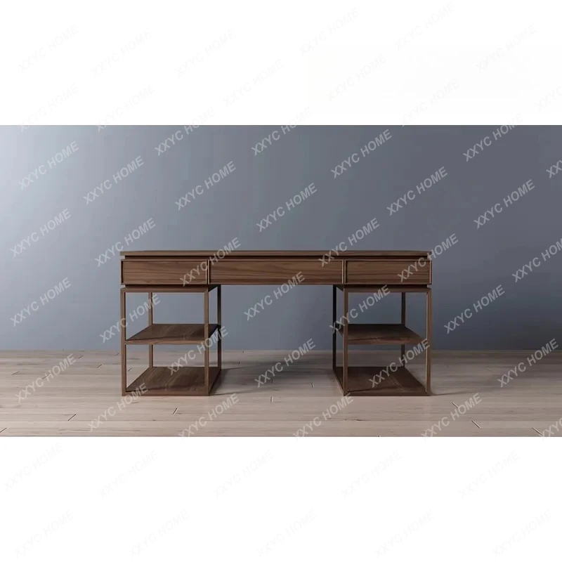 

Y American retro North American black walnut high-end desk design storage drawer study writing work table