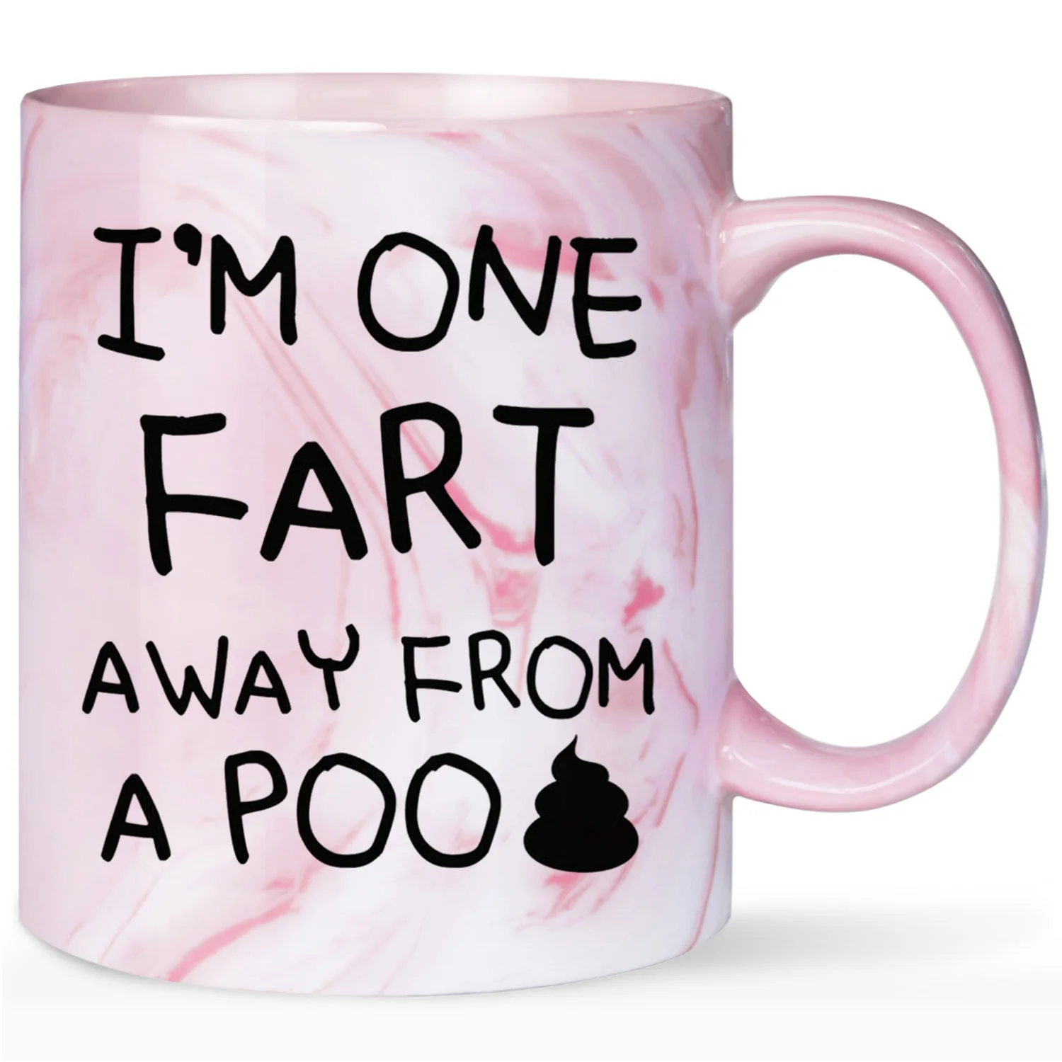 1pc,Witty Ceramic Coffee Mug - I'm One Fart Away From A Poo - Big Mouth Girl Women,Birthday Christmas Gift,11oz (Pink Marble)