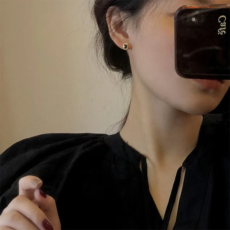 أقراط من الفضة الإسترليني عيار 925 مرصعة بالزركون والعقيق الأسود للنساء إكسسوارات مجوهرات رائعة عالية الجودة #2