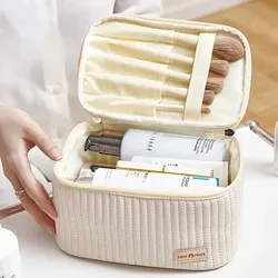 Makeup Bags for Women Travel Toiletry Cute Cases Bag Portable Solid Color Makeup Organizer Box Cosmetic Bag Neceser PU Leather