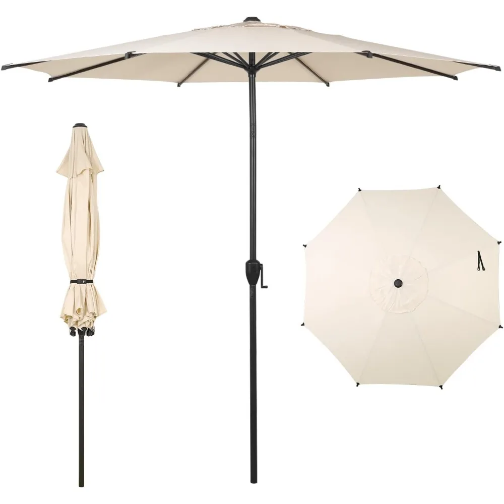 

9FT Lyon Outdoor Patio Umbrella Outdoor Table Umbrella with Push Button Tilt and Crank Market Umbrella