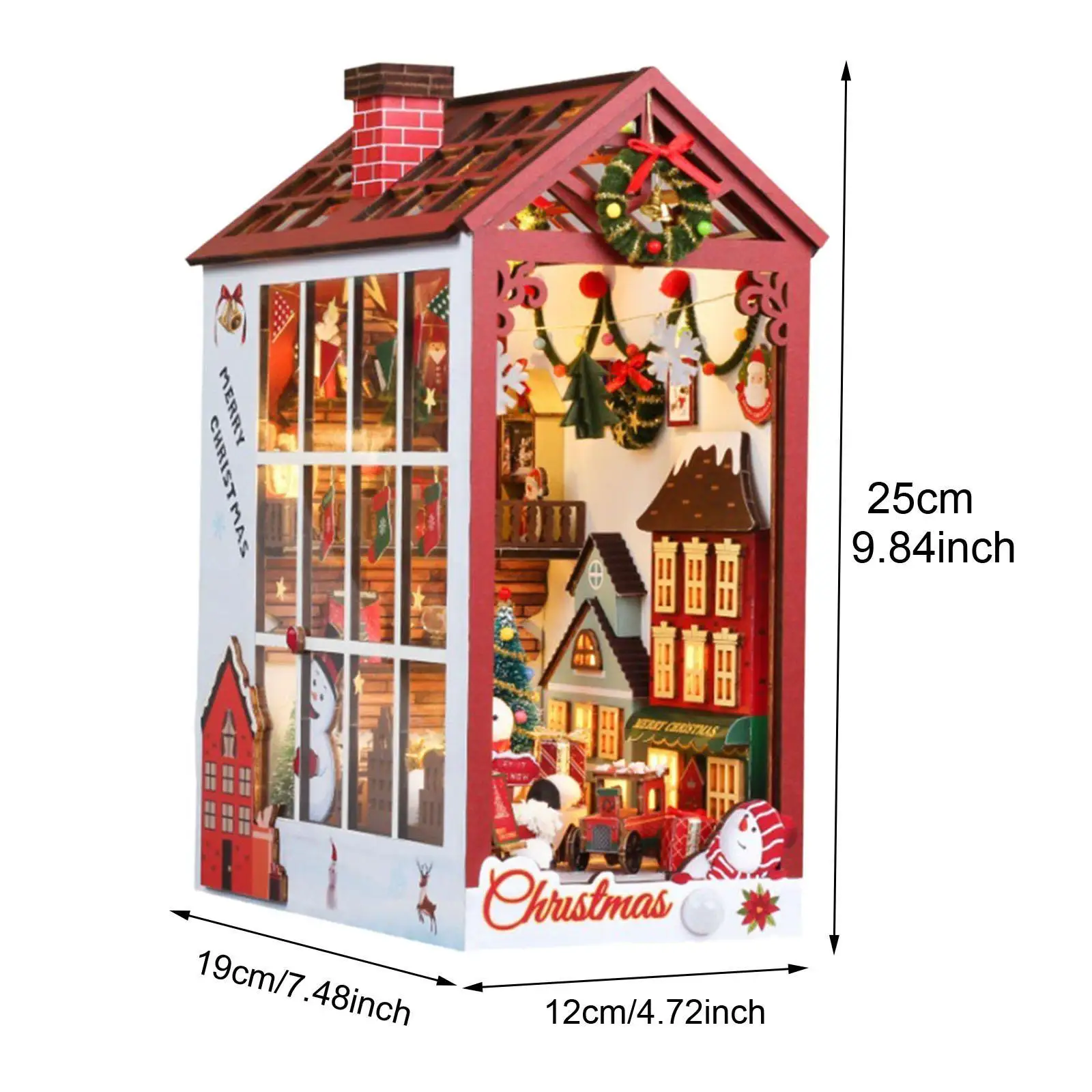 DIY عيد الميلاد 3D خشبية كتاب حامل لغز رف الكتب إدراج للبالغين المراهقين