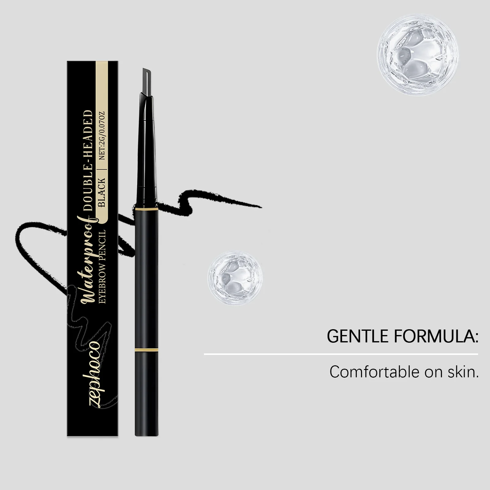 Lápiz de cejas 2 en 1, lápiz de cejas de doble cabeza de larga duración, 3 colores, maquillaje antimanchas resistente al agua para cosméticos de mujer