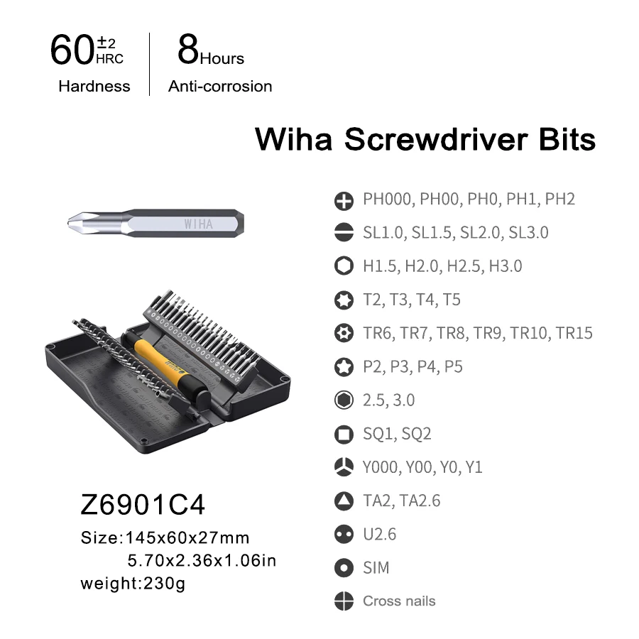 Imagem -06 - Wiha-chave de Fenda de Precisão Multifuncional para Reparo do Telefone Ferramenta Anti-estática com 40 Bits n ° Z6901c4 42 Pcs