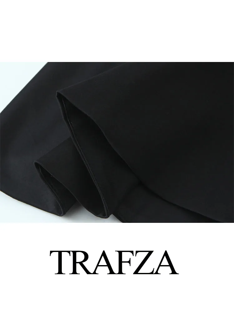 TRAFZA 여성 2025 새로운 패션 섹시한 짧은 치마 효과 밑단 슬링 탑 여성 우아한 단순 백리스 민소매 캐주얼 탱크 탑