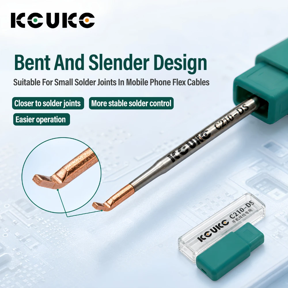 KCUKC C210 DS Lötspitze Gebogener Kupferkopf Flexkabel Schweißspitze Passend für C210 Lötstation Handy-Motherboard Reparaturwerkzeuge – Detail 3