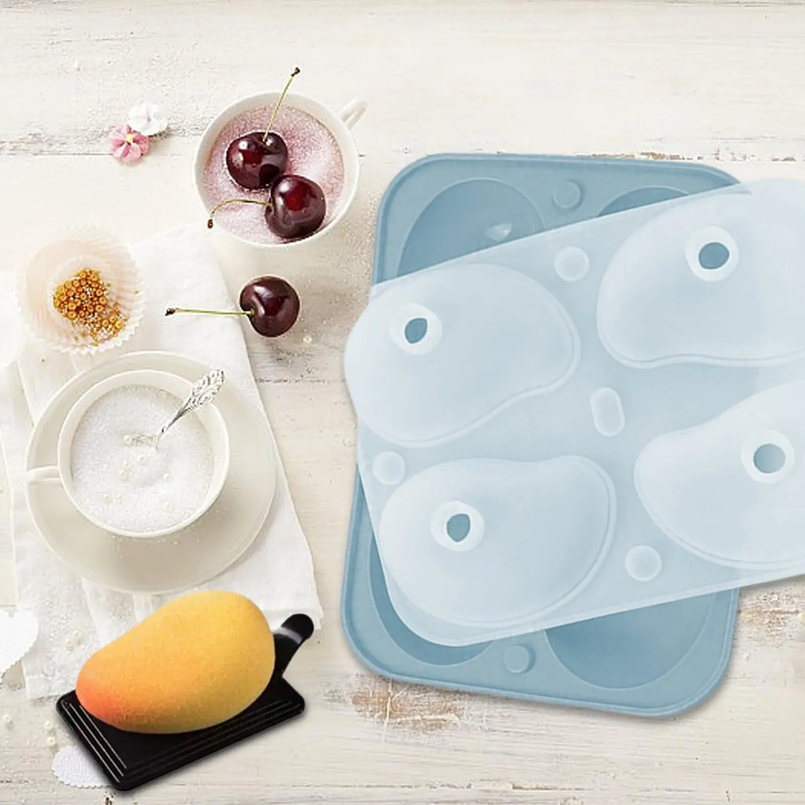 4 Cavity 3D Mango Shape Mousse Mold Easy Demoulding Chocolate Cake Mould For Jelly Pudding Chocolate Home Kitchen Cooking Class