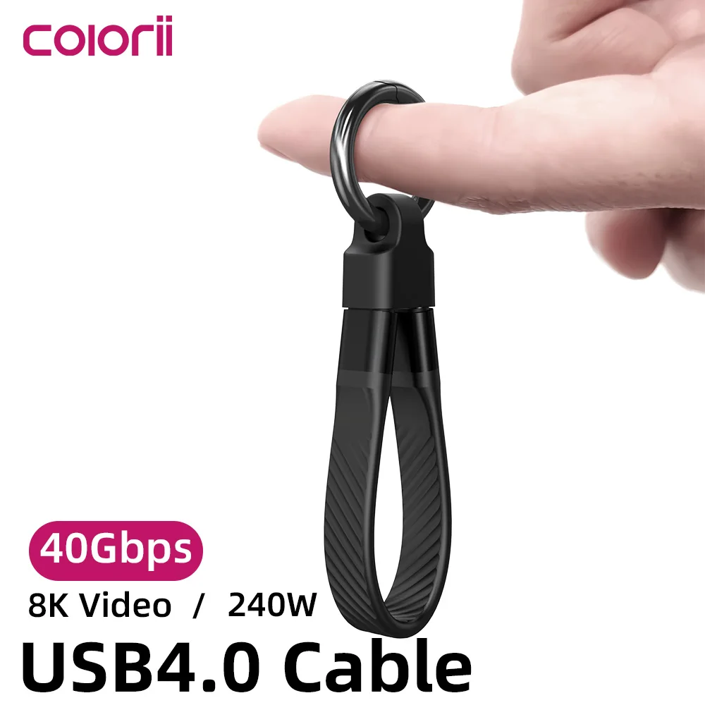 Short USB4 Data Cable Portable Keychain Kit 40Gbps USB C to Type C Cable PD 240W for Thunderbolt 3/4 iPhone 15 Pro SSD