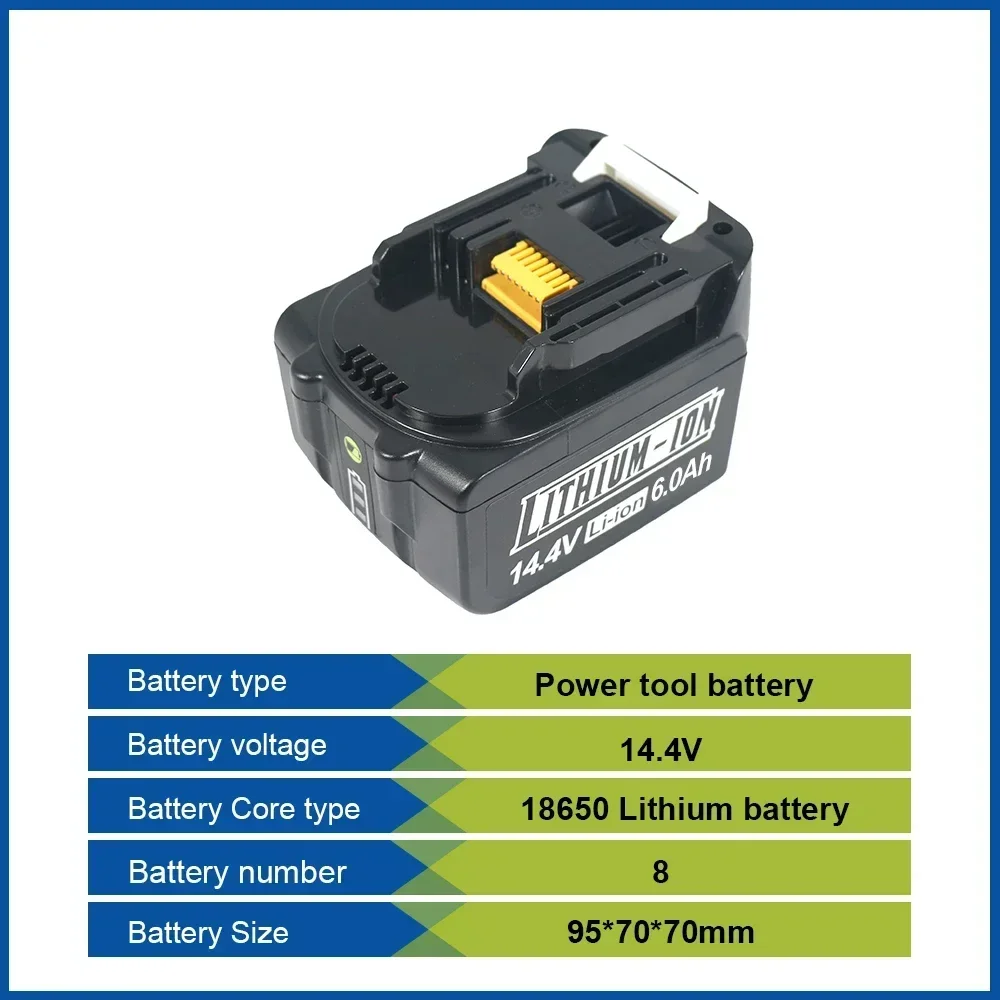 For Makita 14.4V 6000mAh 5000mAh Lithium-ion Rechargeable Battery Replacement BL1415 BL1430 BL1440 Cordless Power