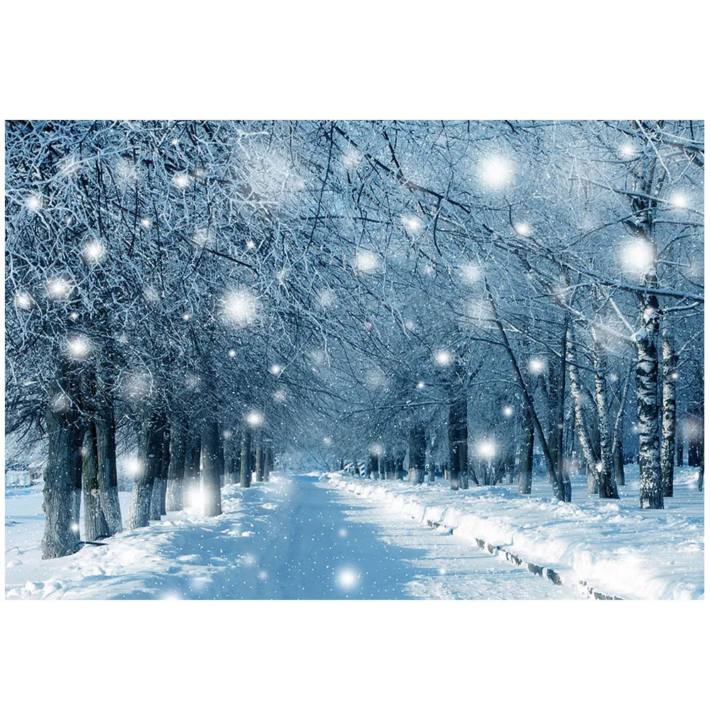 Mocsicka Neve Inverno Sfondo Foresta d'argento Campo di neve Sfondo fotografico all'aperto Bambini Puntelli per photocall per adulti per studio fotografico