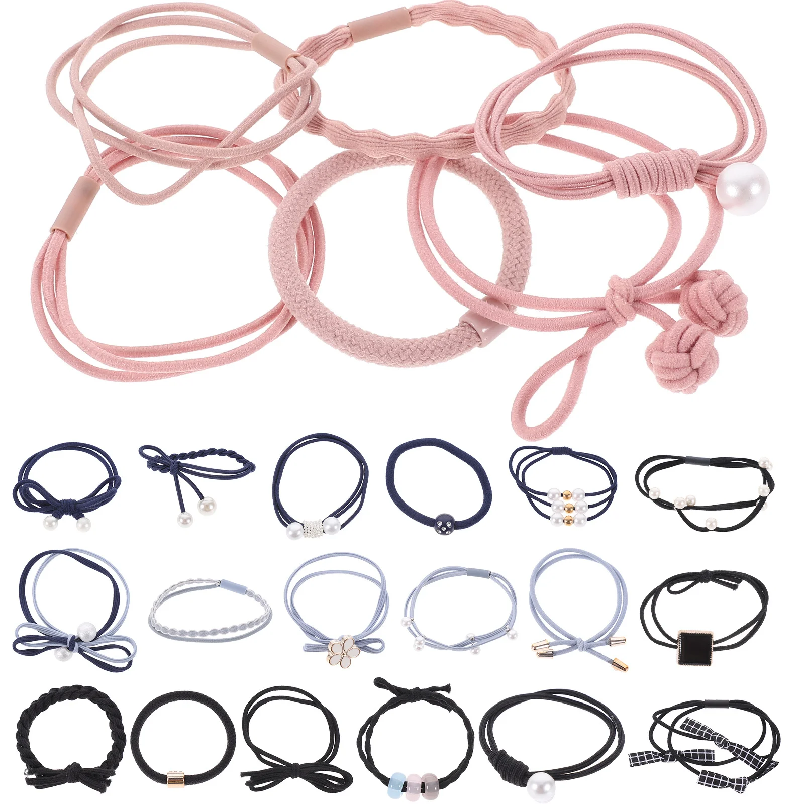 

24Pcs Elastic Hair Tie Set Clear Stylish Ponytail Holders Bright Color Durable Hair Accessories for Women Girls Daily Use