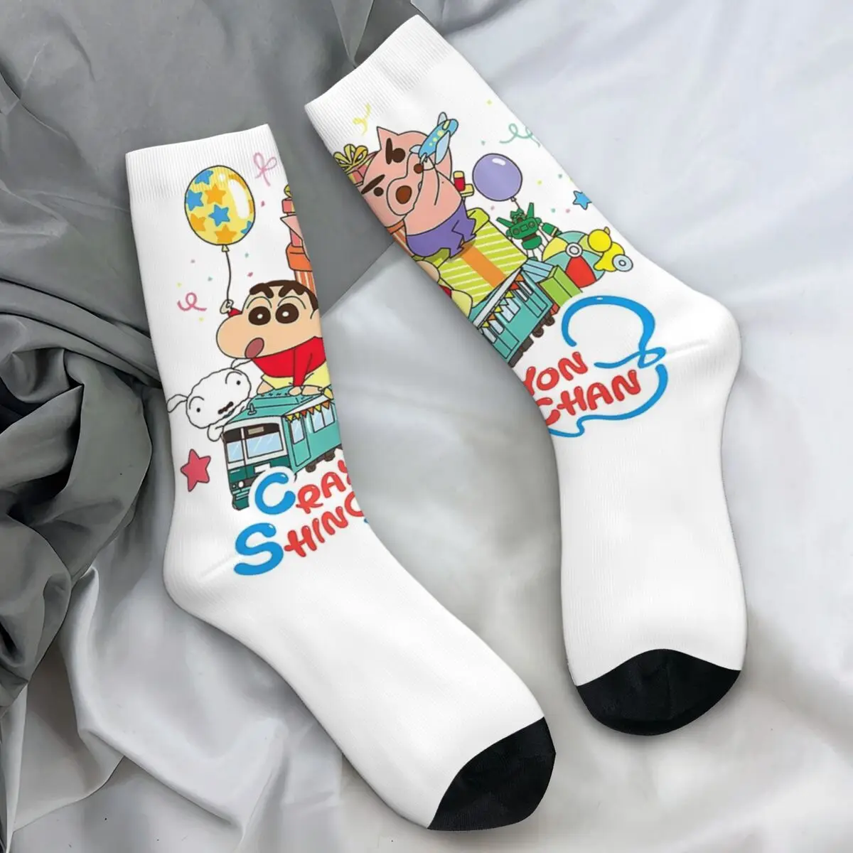 Crayon Shin-chans Medias tren fiesta diseño calcetines divertidos calcetines antibacterianos de invierno calcetines medianos suaves al aire libre para hombres