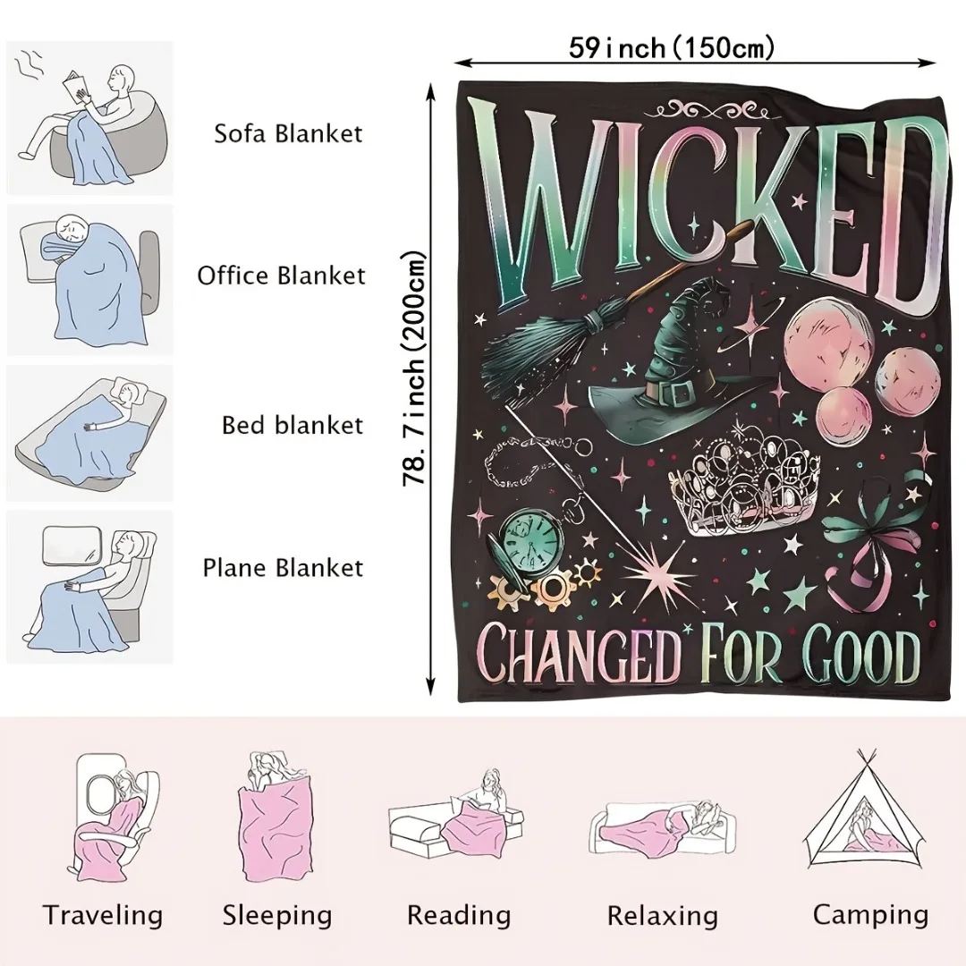 1 قطعة بطانية الهالوين المطبوعة الشريرة لكرسي الأريكة بطانية ناعمة صديقة للبشرة 2025 جديد لتزيين المنزل والهالوين