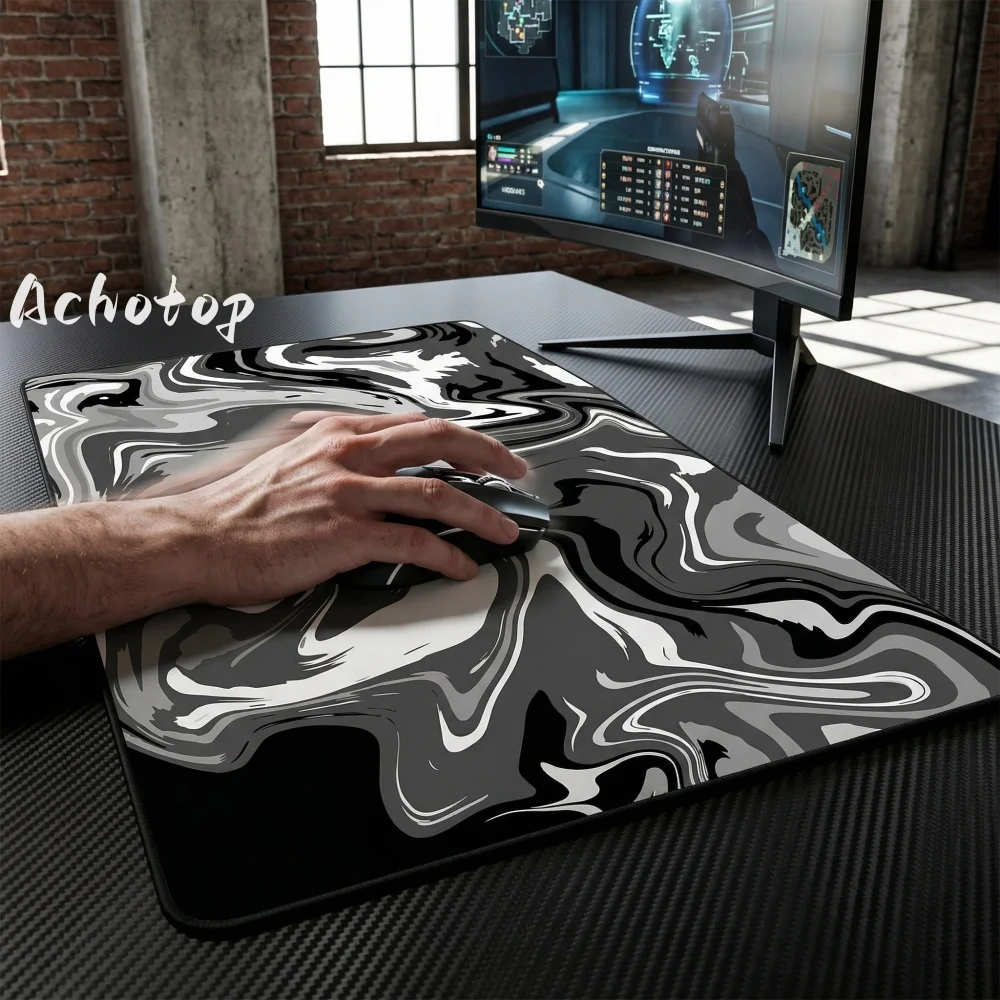 

Коврик для мыши Stara Liquild Gaming XXL Black White Line Art Design 55X120, настольный коврик для мыши