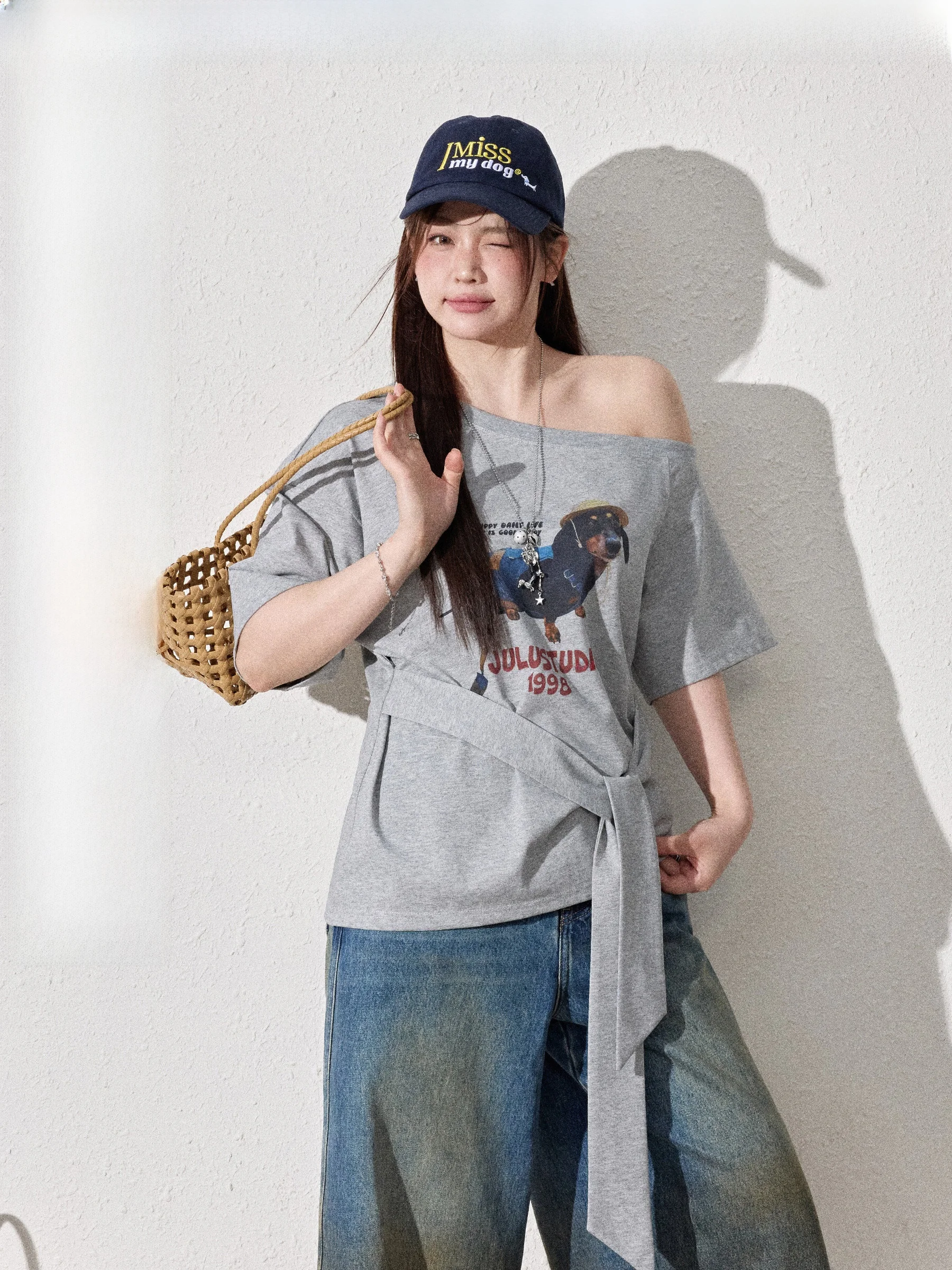 

Футболка JULULOOK Studio с принтом собаки, короткий рукав, большие размеры, корейский стиль, свободный крой, смесь хлопка и полиэстера, летний топ