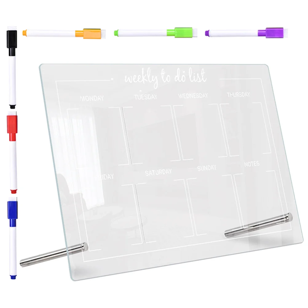 

1 set 1 Set Clear Acrylic Monthly Weekly Planner Dry Erase Surface For Office Kitchen Home School Use Memo Board With Pen