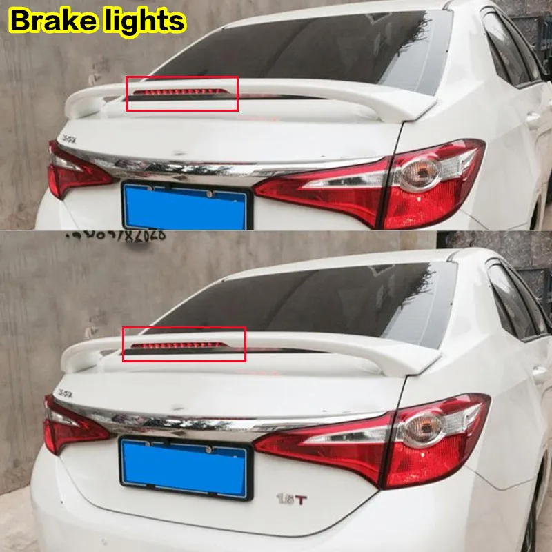 For Spoiler Accessories TOYOTA Corolla Car Trunk ABS Plastic Rear Lip Glossy Black Tail Wing Body Kit Have Brake Lights 2014-18