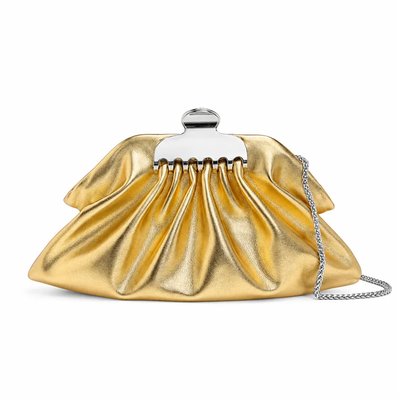 WGSTART New Clutch Leopard Print Evening Bag For Women Luxury Pleated Handbag Purse PU Card Issuing Hardware Chain Shoulder