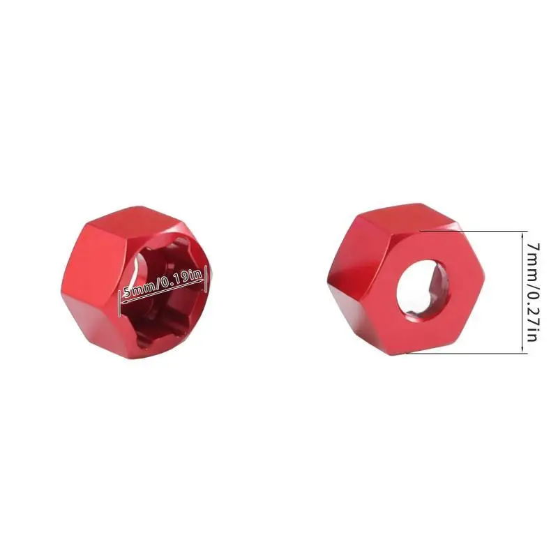 4Pcs 5mm To 7mm Hex Wheel Hub Adapters Conversion For Axial SCX24 1/24 Wheels On WPL D12 1/10 MN 1/12 RC Car Upgrade Parts