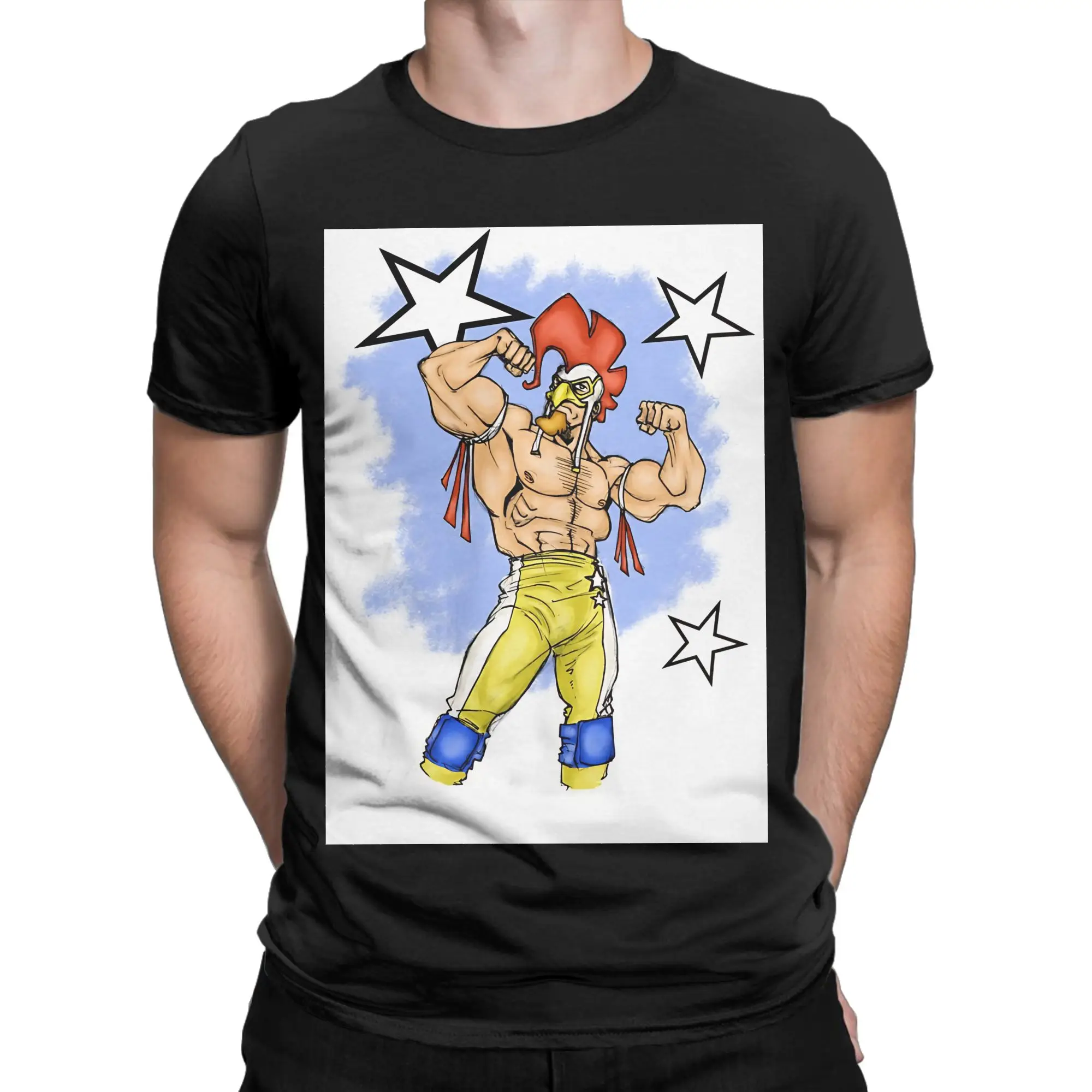 Pollo Luchador Novelty Graphic 100% Cotton T-Shirt Luchador Tees Tops For Men