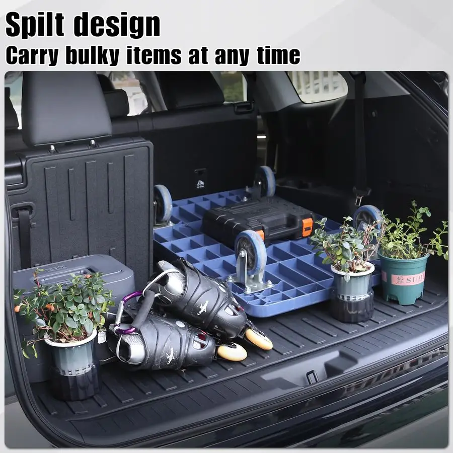 حصيرة مع حصيرة مسند الظهر لـ 20202024 2025 2026 Toyota Highlander ملحقات حصيرة السيارة الهجين والغاز، TPE جميع الأحوال الجوية لين البضائع