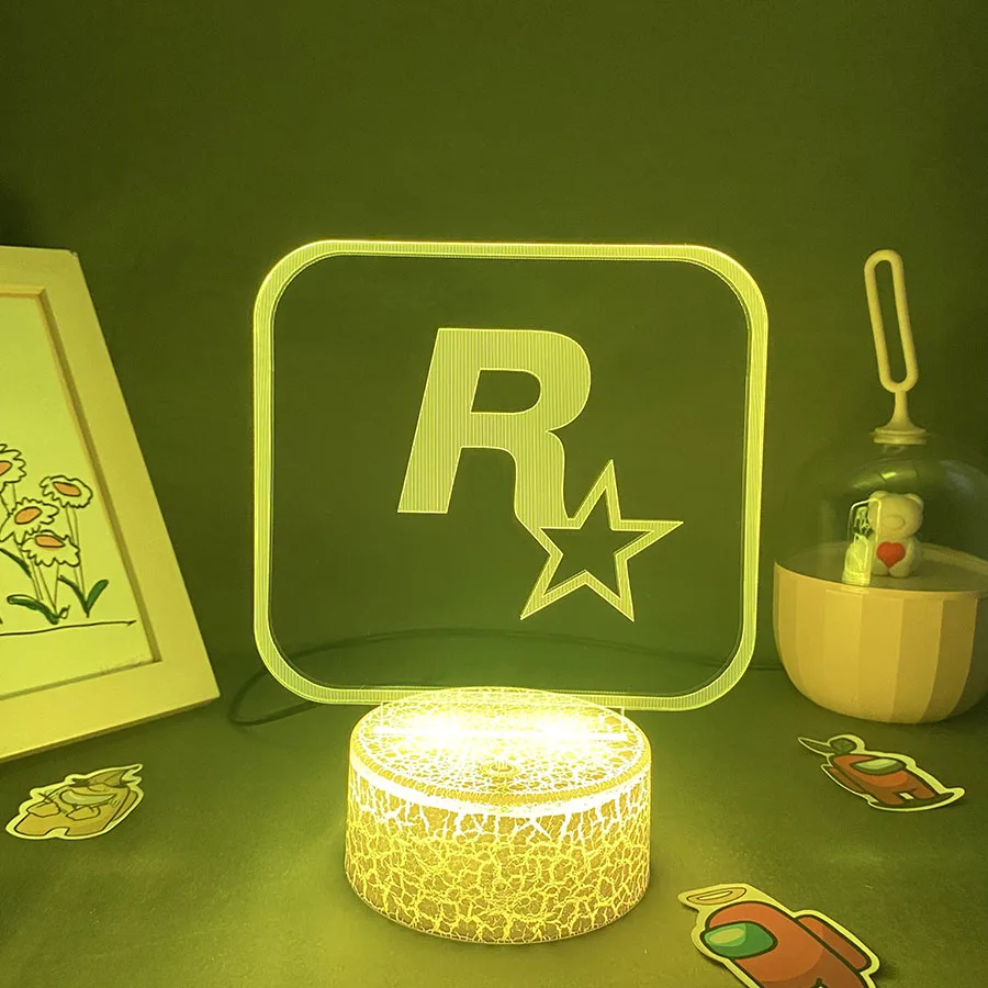 Grand Theft Auto V Game LOGO Rockstar 3D Lava Lamp Led Night Lights Birthday Cool Gift For Friend Gaming Room Table Mark Decor