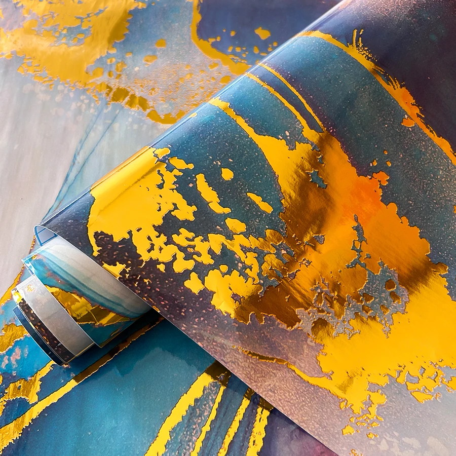 

Самоклеящиеся водонепроницаемые, против пятен и пятен обои для украшения дома для кухонной стены с позолоченной синей мраморной плитой