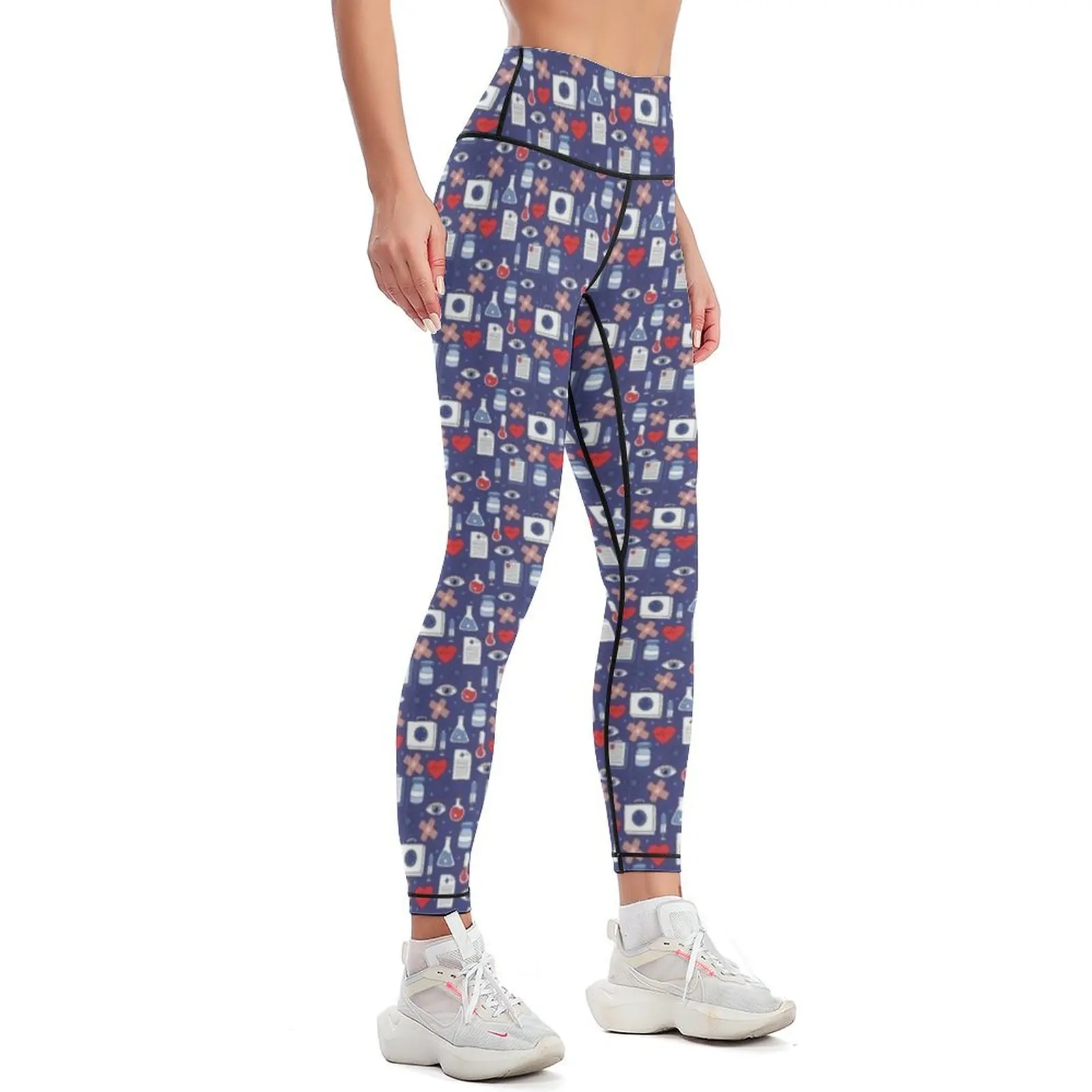 medical doodle pattern Leggings Golf wear Women's pants fitness set gym Womens Leggings