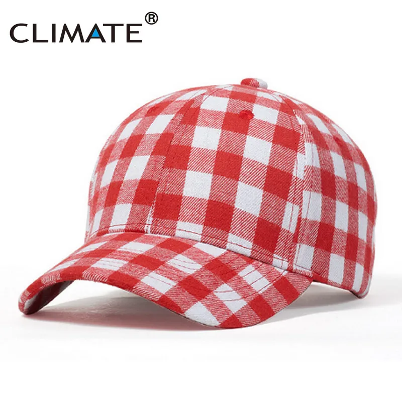 CLIMATE Fashion Plaid Baseball Cap Women Plaid Hat Cap Checks Cotton No Logo Hat Caps Classic Checks Cap Hat for Men Women