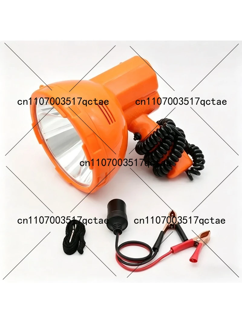 12V 50W LED Handheld Spotlight – Dual Power Supply for Car Cigarette Lighter & External 12V Battery