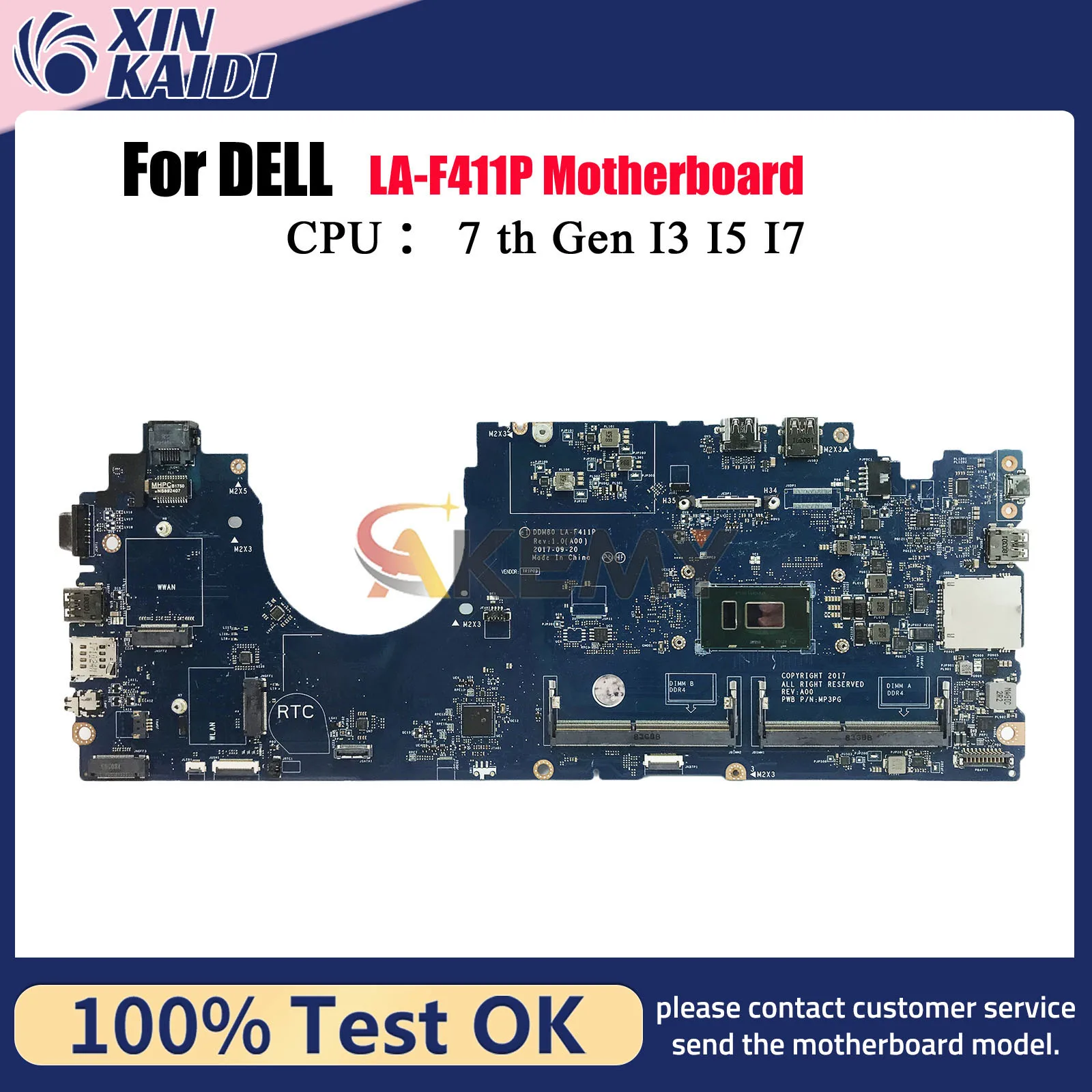 

For Dell Latitude 15 5590 Notebook Mainboard LA-F411P with I3 I5 I7 7th 8th CPU 0CJWKW 0PTD05 0VJF9H 0VT64T 100% Fully Tested