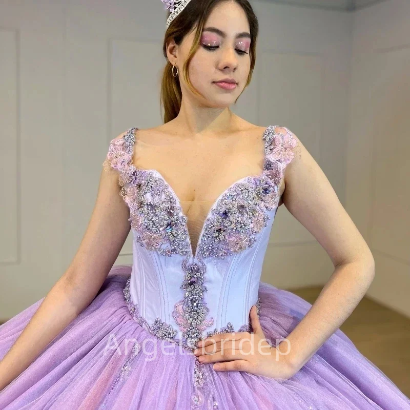 Angelsbridep-vestido de baile lilás para meninas, vestido Quinceanera, 16 doces vestidos de noite, 15 anos, 2020