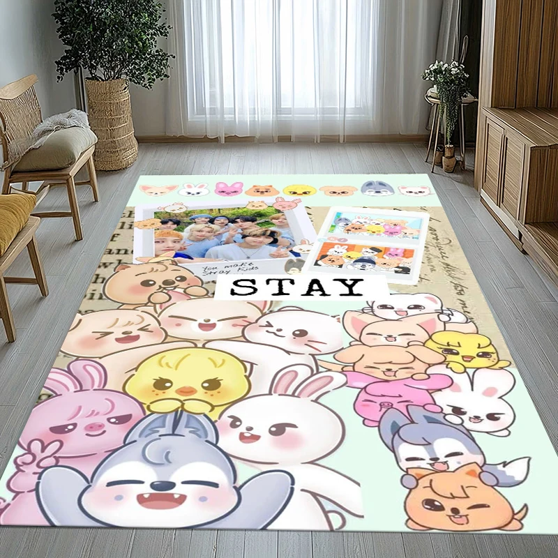 HD Stray Kids Kpop Star Living Room Non-Slip Area Rug Soft Carpet for Bedroom Kids Playroom Sofa,Home Decor Doormat Gift