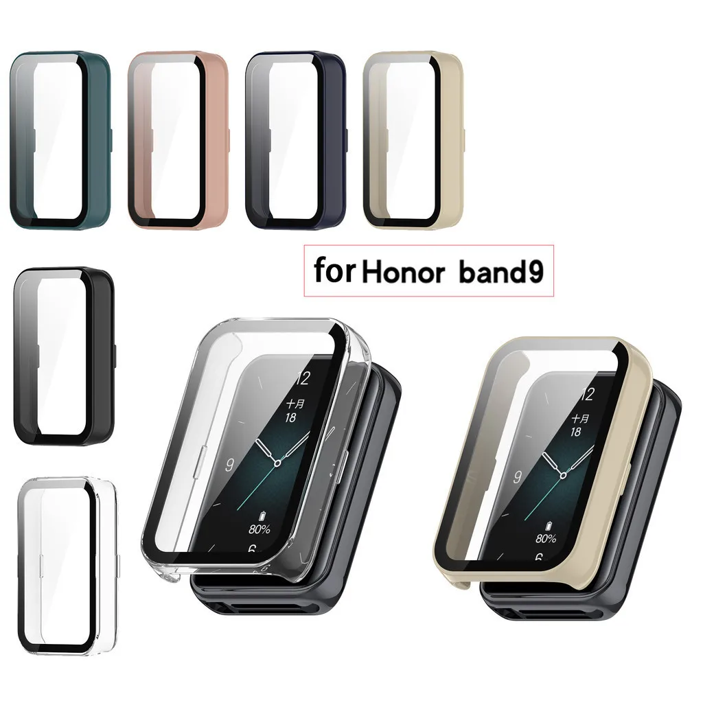 Case For Honor Band 9 Hard PC Frame Bumper Cover Case + HD Slim Tempered Glass Anti-scratch Screen Protector Frosted