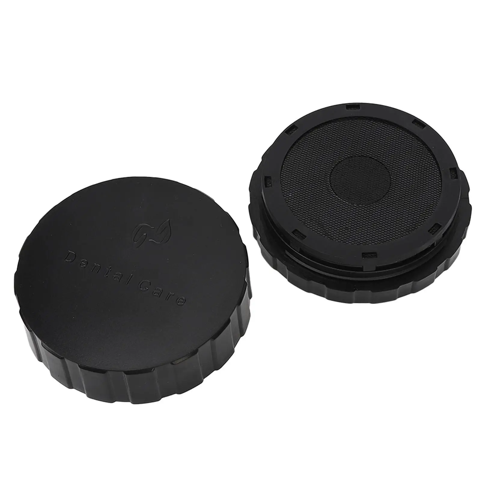 Round Black Denture Veneer Storage Box - Reusable with Spare Pad