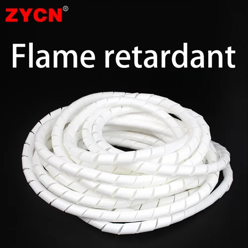 Imagen 2 del producto Manga de Cable retardante de llama, aislamiento de tubo de bobinado, envoltura en espiral, tubo de funda de alambre blanco/negro, Protector de cinta de plástico de 4-30MM