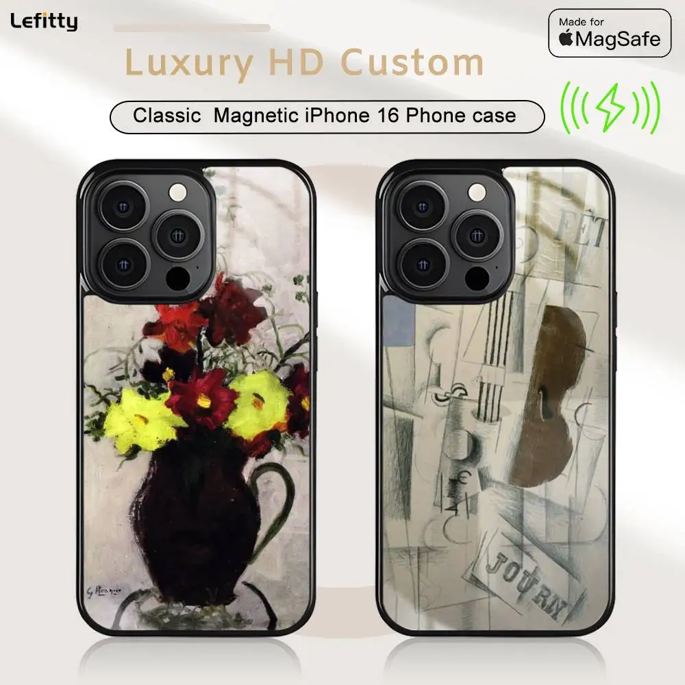 

Artist G-Georges B-Braque Phone Case For iPhone 16 15 14 13 12 11 Pro Max Plus Mini Magsafe Charging Cover Magnetic Hard Shell