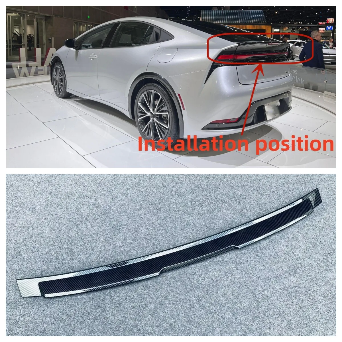 For Toyota Prius 60 Series 2023 2024 Rear Door Trunk Lid Cover Tail Trunk Trim Tailgate Wing Decorative Car Styling Accessories