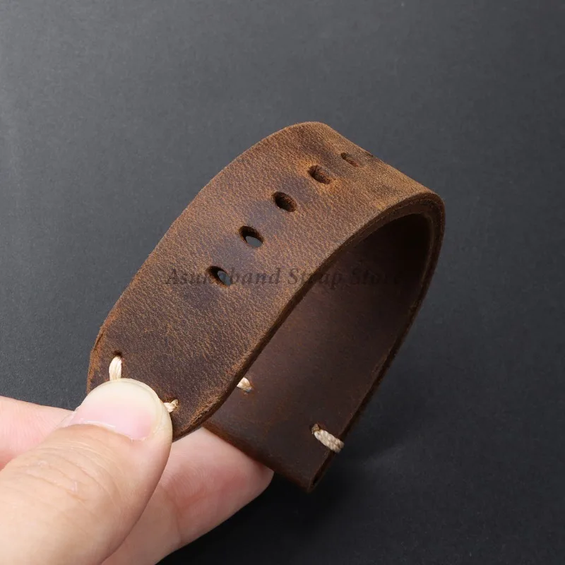 22mm 24mm 26mm Vintage Soft Handmade Leather Straps Retro Watchband For Seiko for Panerai Men Women Brown Bracelet Accessories