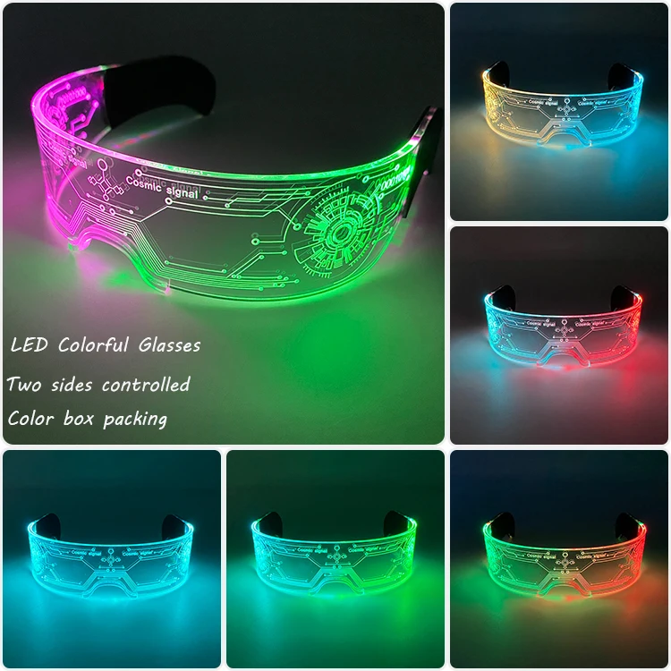 Cyberpunk LED-Leuchtbrille Futuristische Leuchtende Unisex-Brille Coole Leuchtende Brille für Cosplay Bar Rave Club Halloween-Party